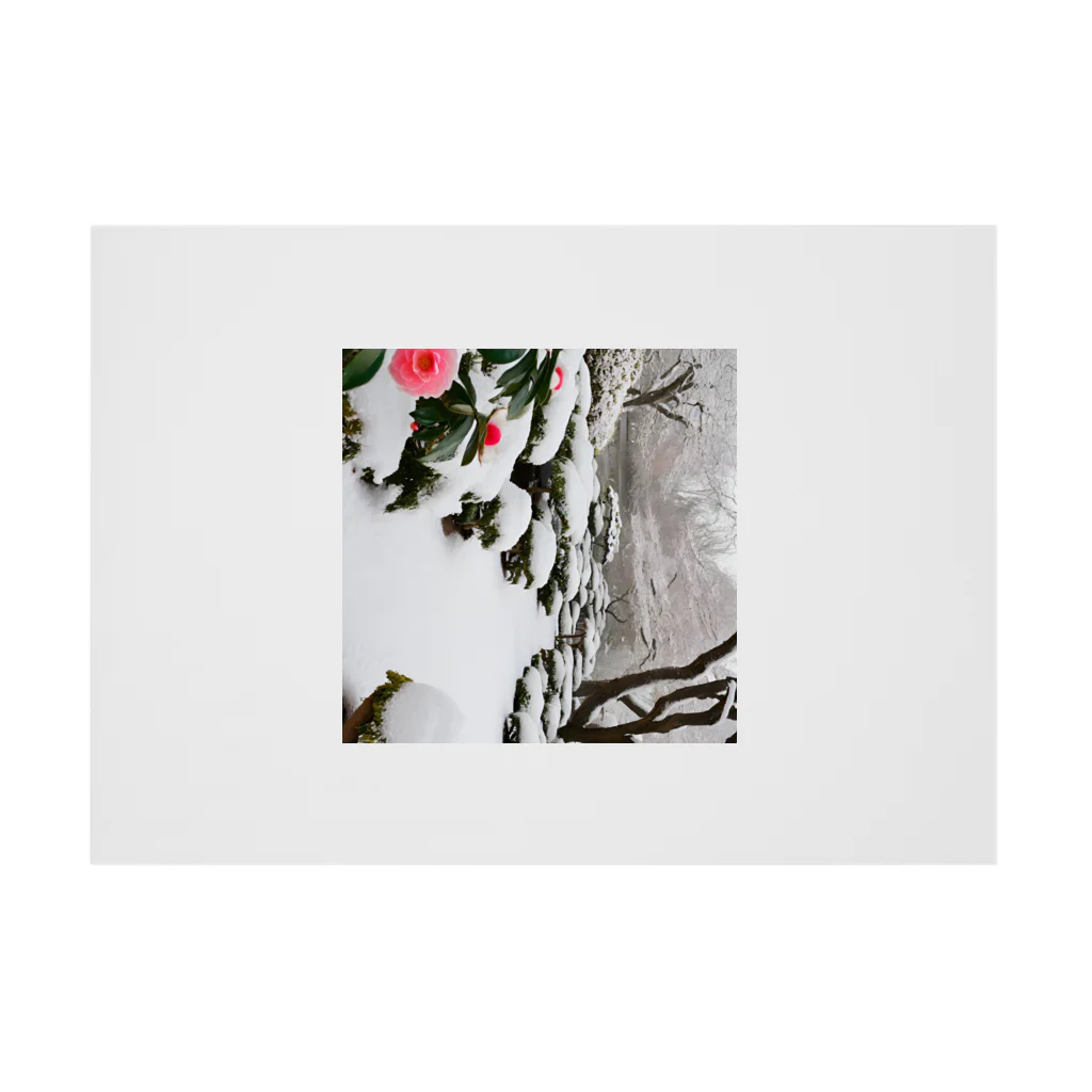 k-mintoの風景グッズ（雪と寒椿の日本庭園） 吸着ポスターの横向き