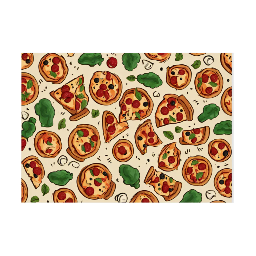 アニマルありまるのpizza plain background illustration 吸着ポスターの横向き