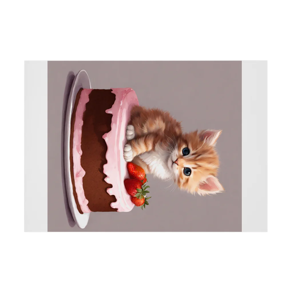 にゃんこぷにのケーキの上の仔猫ちゃん Stickable Poster :horizontal position