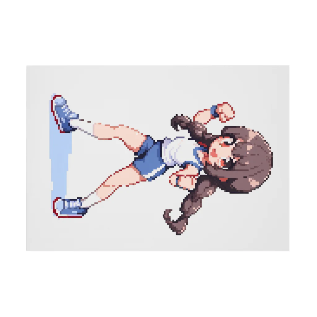 シロクマペンギンのドット絵体操服の女の子 吸着ポスターの横向き