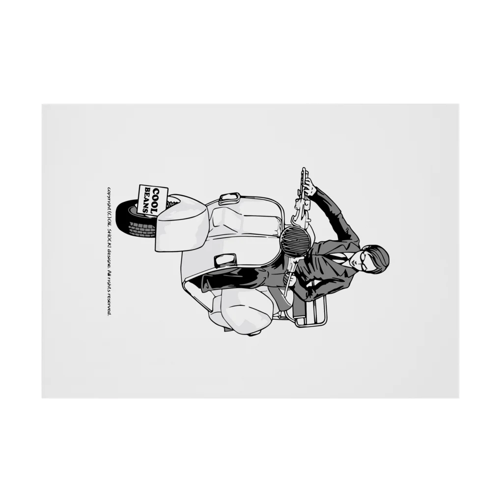ファンシーTシャツ屋のクラシックスクーターに乗る男性 Stickable Poster :horizontal position