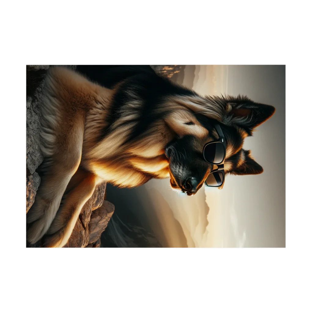 AQUAMETAVERSEのサングラスをかけた、かわいい犬 Marsa 106 Stickable Poster :horizontal position