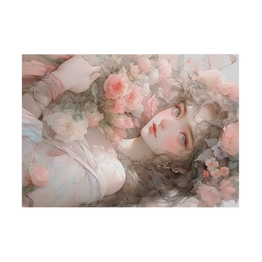 AQUAMETAVERSEのバラの花束と女性　なでしこ1478 吸着ポスターの横向き
