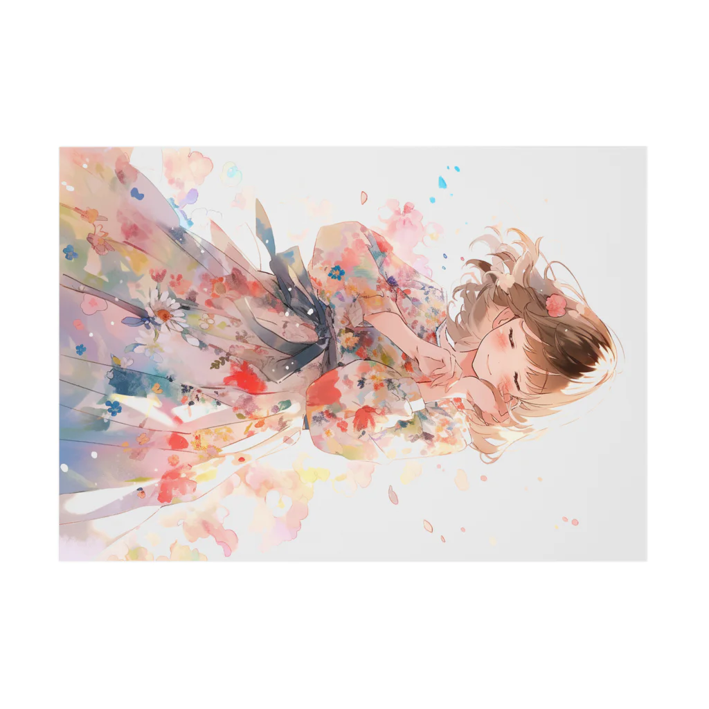 AQUAMETAVERSEの花柄模様の服を着た女性　なでしこ1478 Stickable Poster :horizontal position