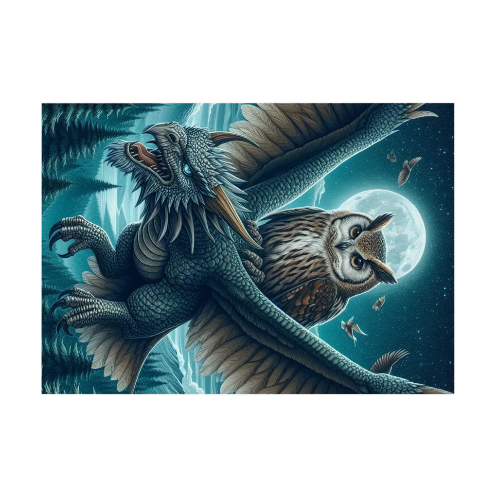 万事屋のフクロウがドラゴンに乗って大冒険中🦉🐉 Stickable Poster :horizontal position