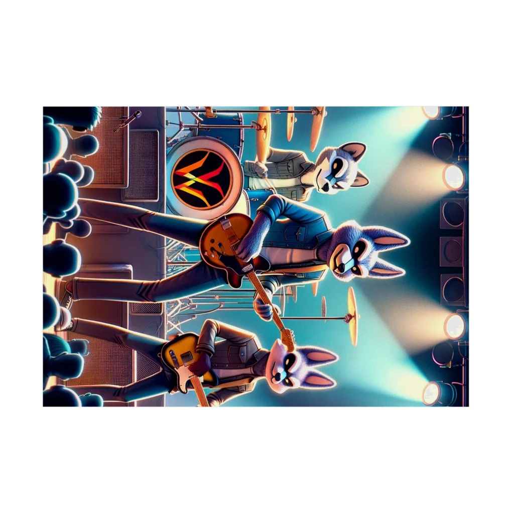 ANIMAL HEROES -musical band-のワイルドロックフェスタ - ダンシングアニマルズ Stickable Poster :horizontal position