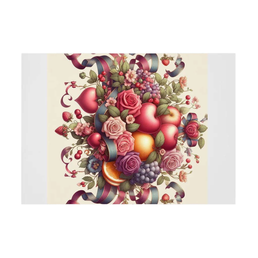 まんまるちゃんの薔薇とフルーツのSweetな香り Stickable Poster :horizontal position