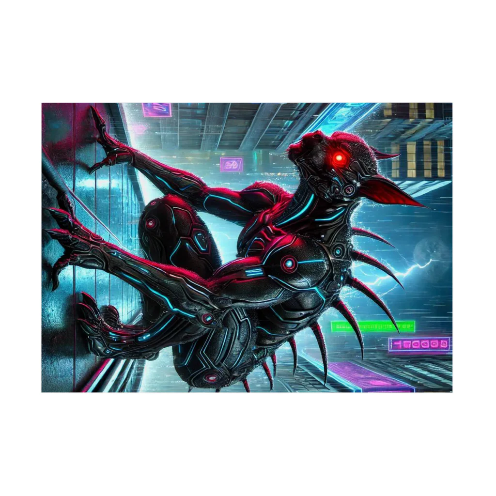 CyberNovaの未知の動物 × サイバーパンク宇宙 Stickable Poster :horizontal position