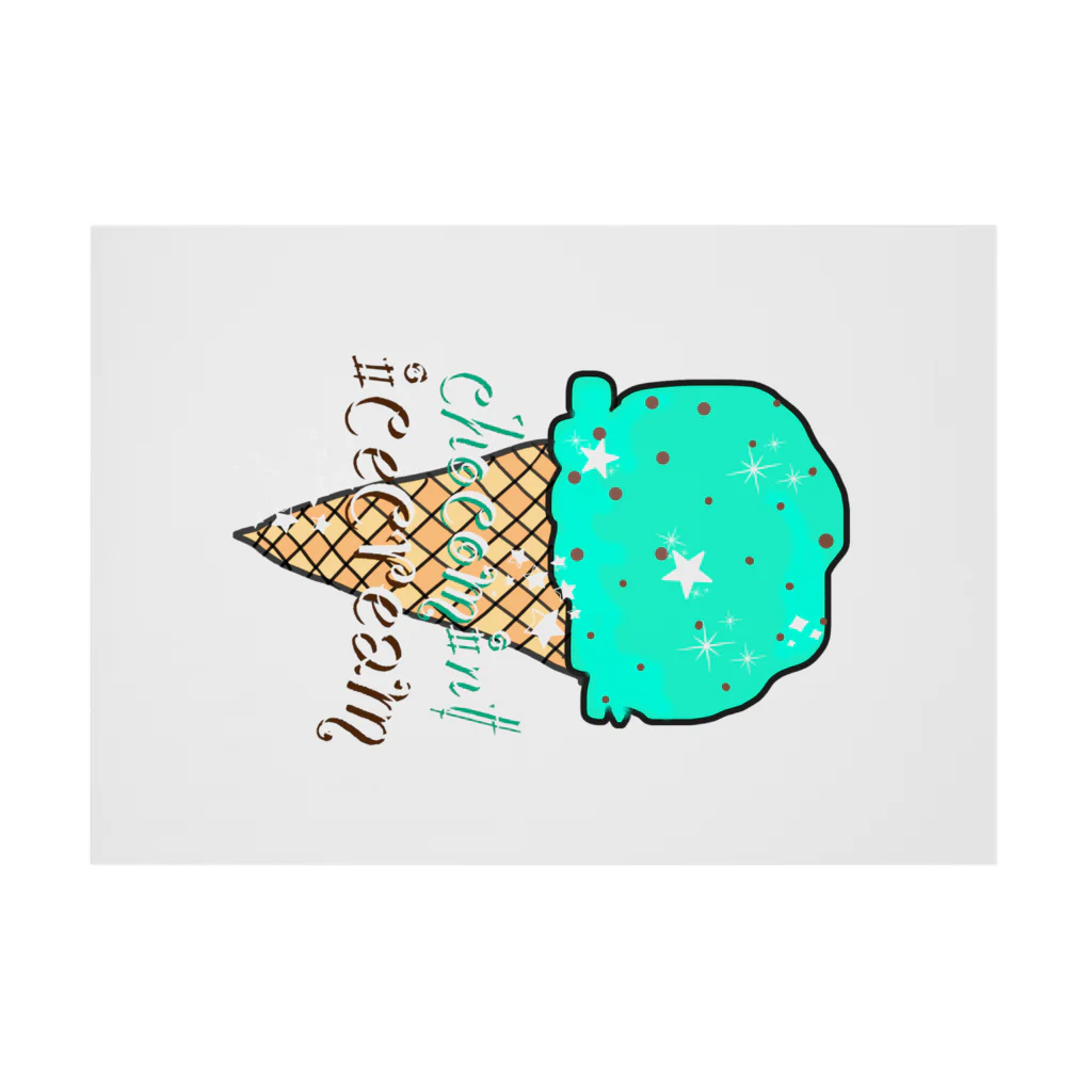 なでしこ@デザインのチョコミントアイスクリーム 吸着ポスターの横向き