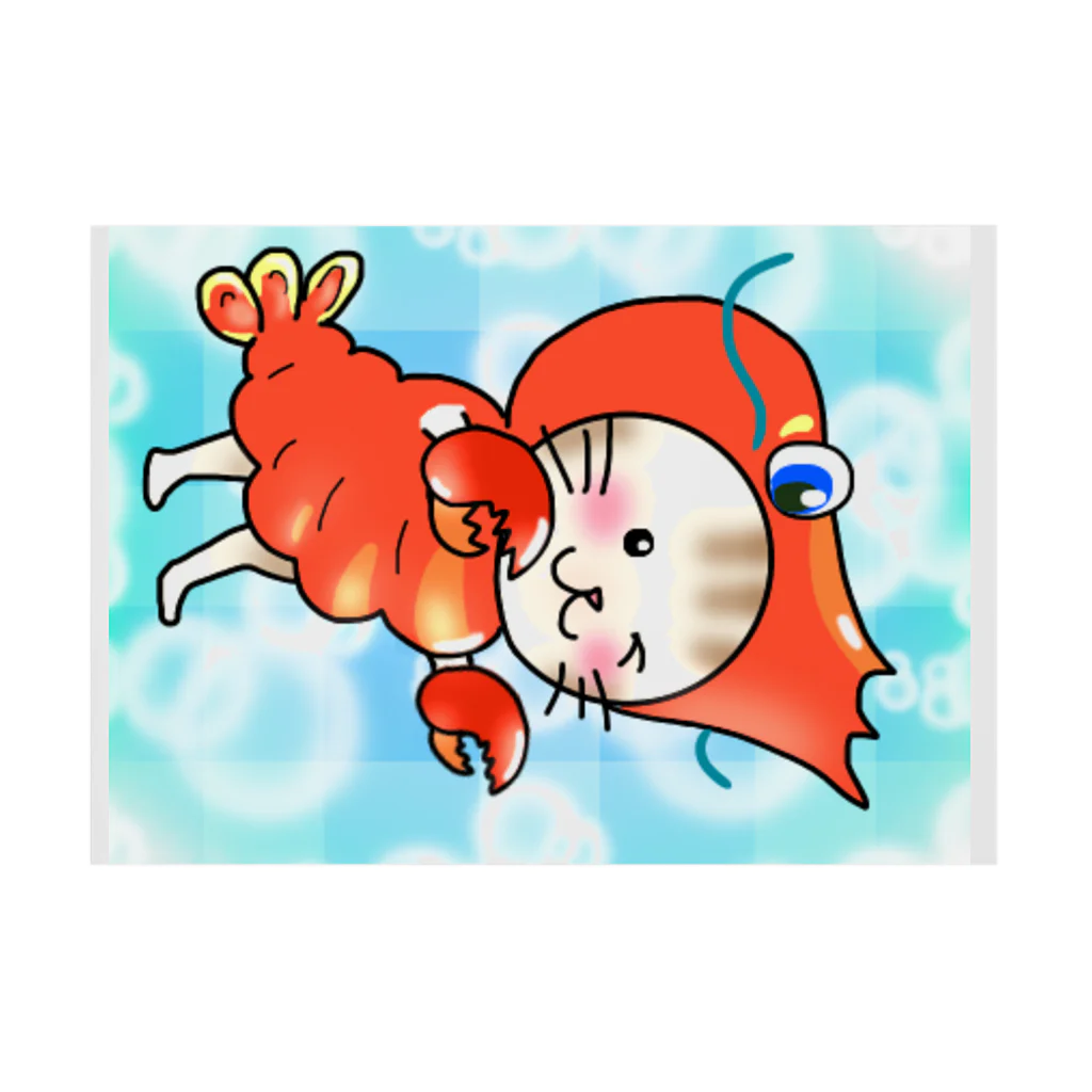 気まぐれTomotonニャンコ好き店の被りエビ🦐ニャンコ😼 Stickable Poster :horizontal position