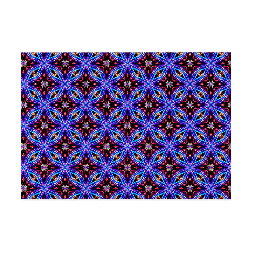 シンプルなグッズ やこ屋の紫の花の幾何学模様 Stickable Poster :horizontal position