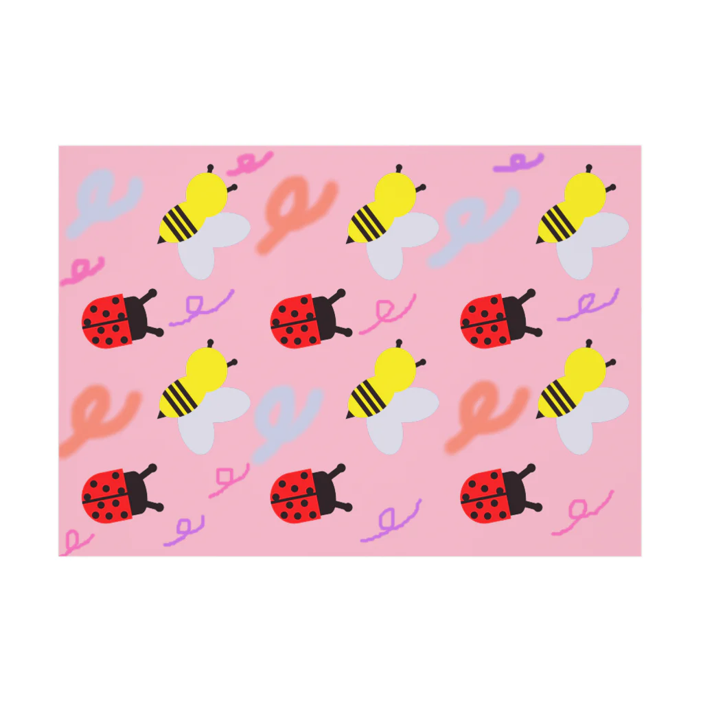 🐸かえるさんと仲間たち🐸の蜂とてんとう虫柄 吸着ポスターの横向き