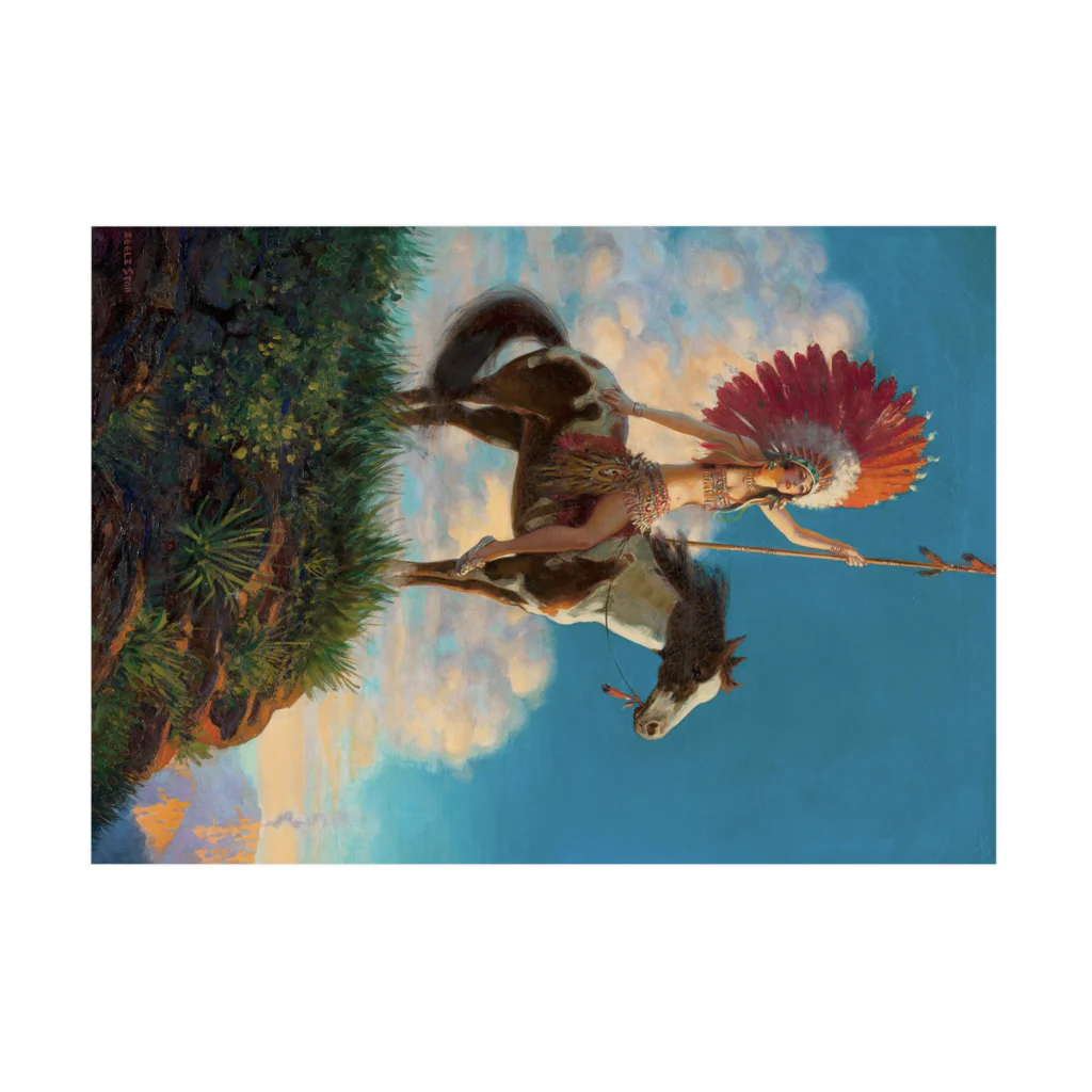 世界の絵画アートグッズのエドワード・メイソン・エグルストン《赤い羽根》 吸着ポスターの横向き