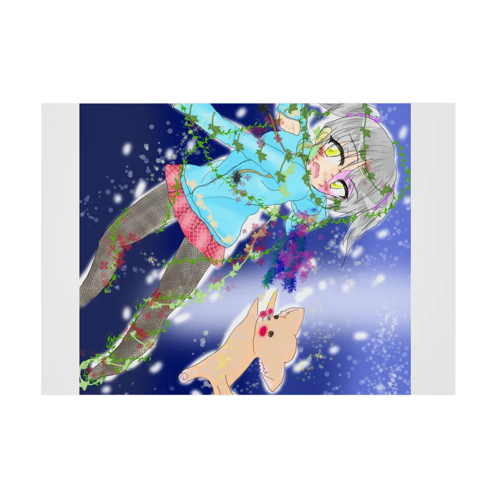 くぅちゃんの犬と星と女の子 Stickable Poster :horizontal position