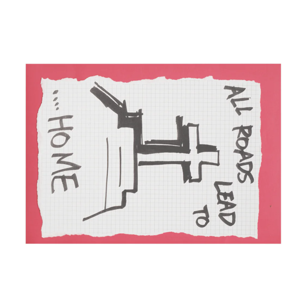 LUNARHOLIC STOREの偽諺～弐～「全ての道はホームに通ず」(赤縁) Stickable Poster :horizontal position