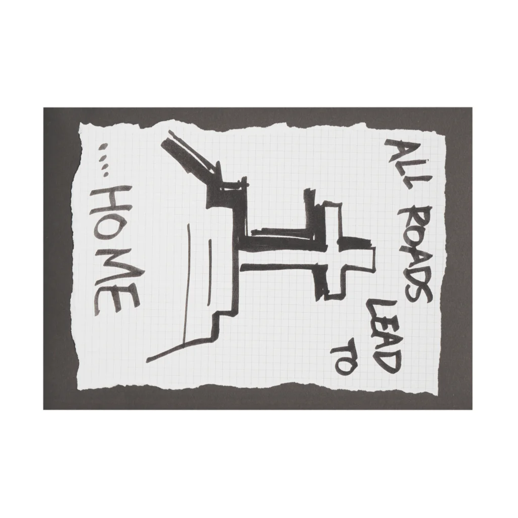 LUNARHOLIC STOREの偽諺～弐～「全ての道はホームに通ず」(黒縁) Stickable Poster :horizontal position
