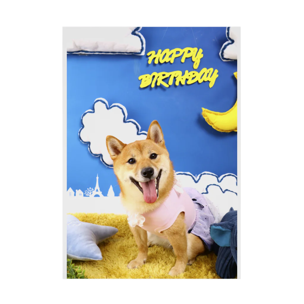 柴犬グッズ専門店 あられ堂の柴犬 HAPPY BIRTHDAY ～月と星編～ 吸着ポスター