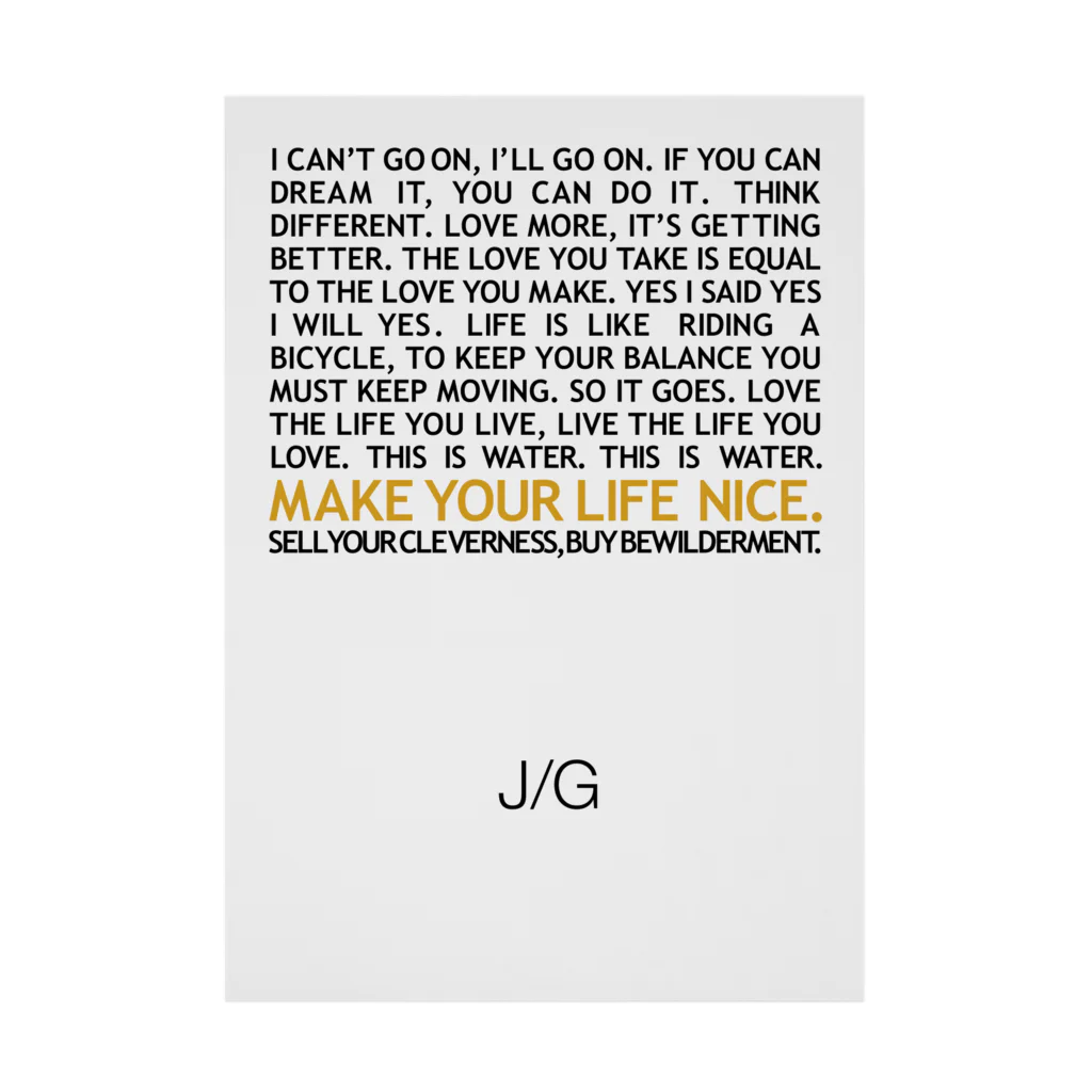 John GastroのJ/G MAKE YOUR LIFE NICE 흡착 타포린