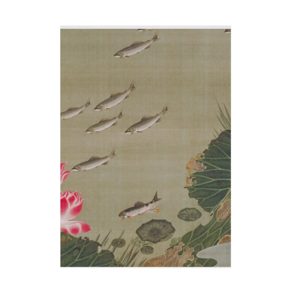 寿めでたや(ukiyoe)の日本画：伊藤若冲_蓮池遊魚図 Stickable Poster