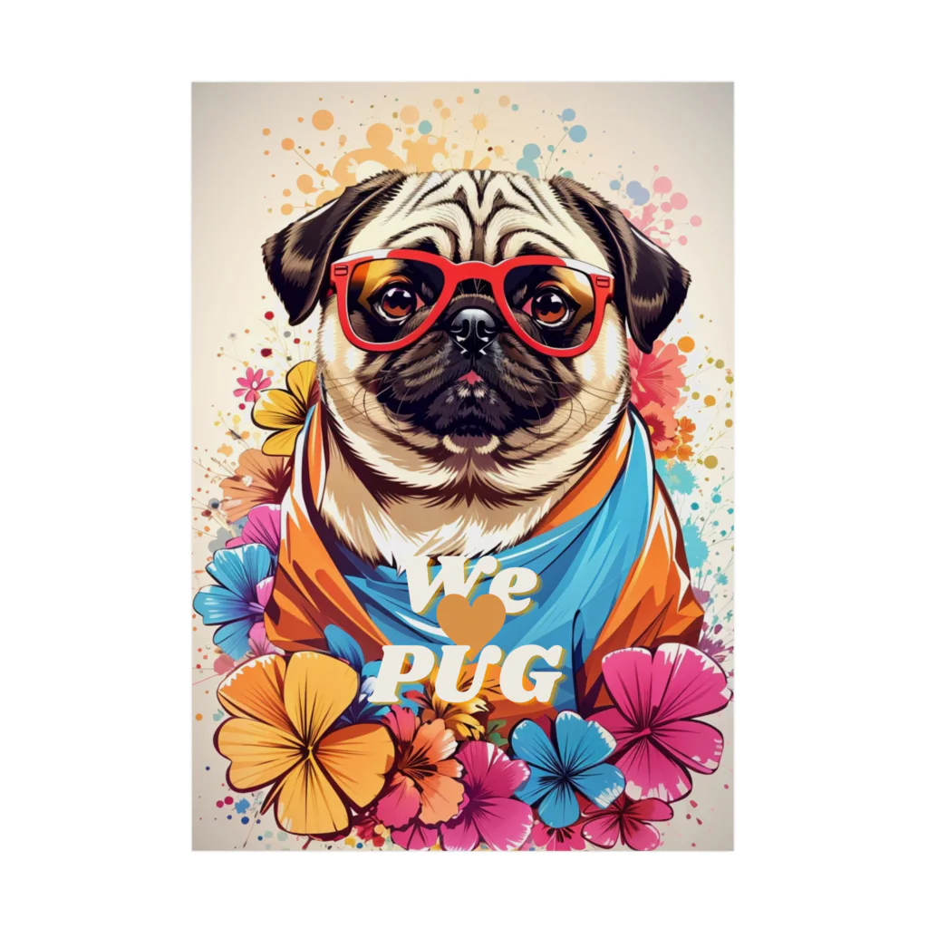 LEONのWe♥PUG　色彩（パグ大好き！） Stickable Poster