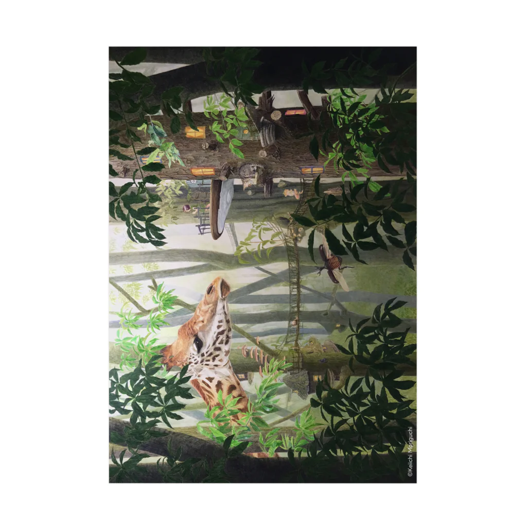 森口慶一　絵画グッズ　の色鉛筆画『朝靄の中で』ポスター Stickable Poster