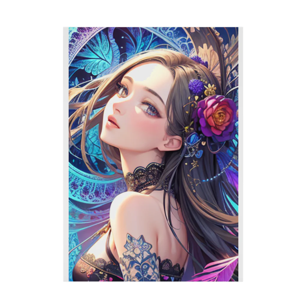 Rapitesu_AI_officialの「花の中の美 - レースの少女」 吸着ポスター