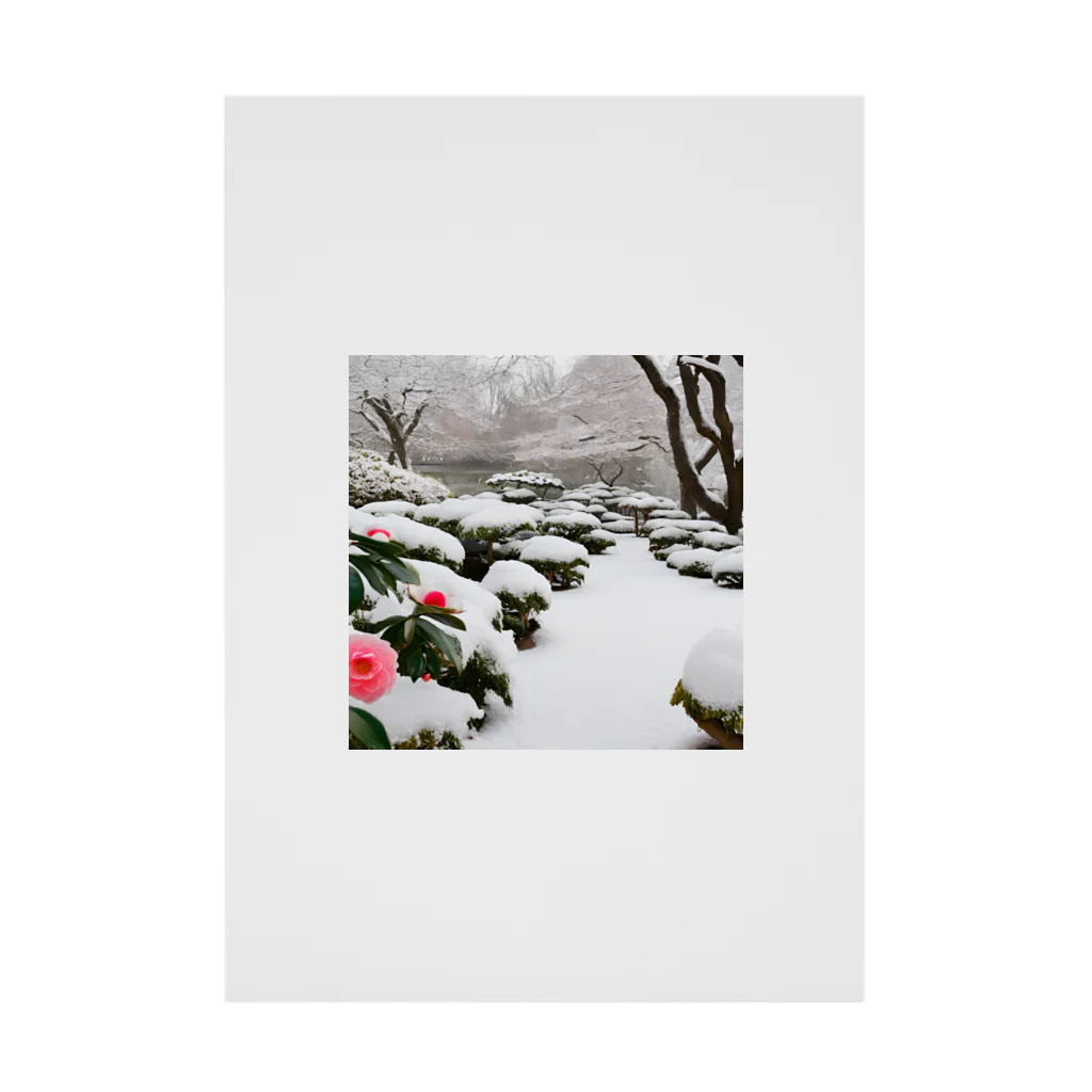 k-mintoの風景グッズ（雪と寒椿の日本庭園） 吸着ポスター