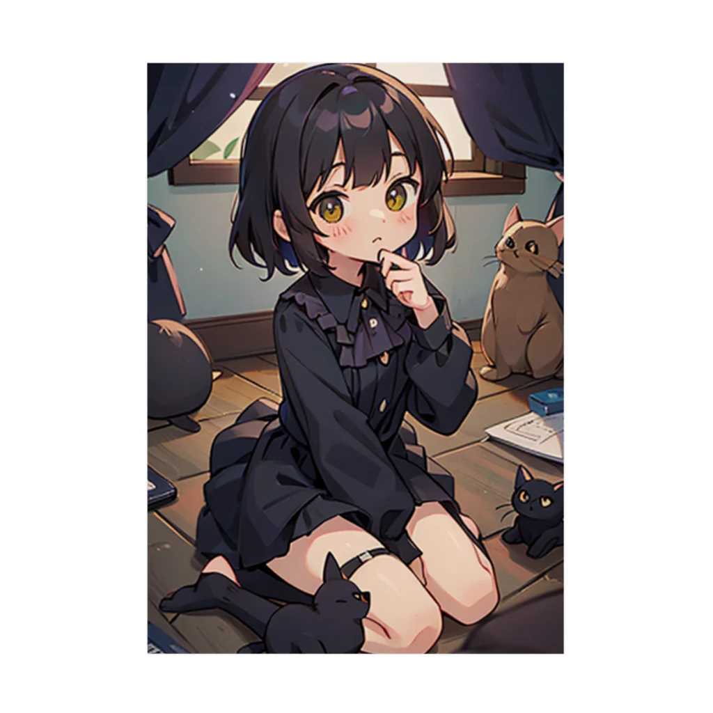 goodnight0314のくろねこちゃん Stickable Poster