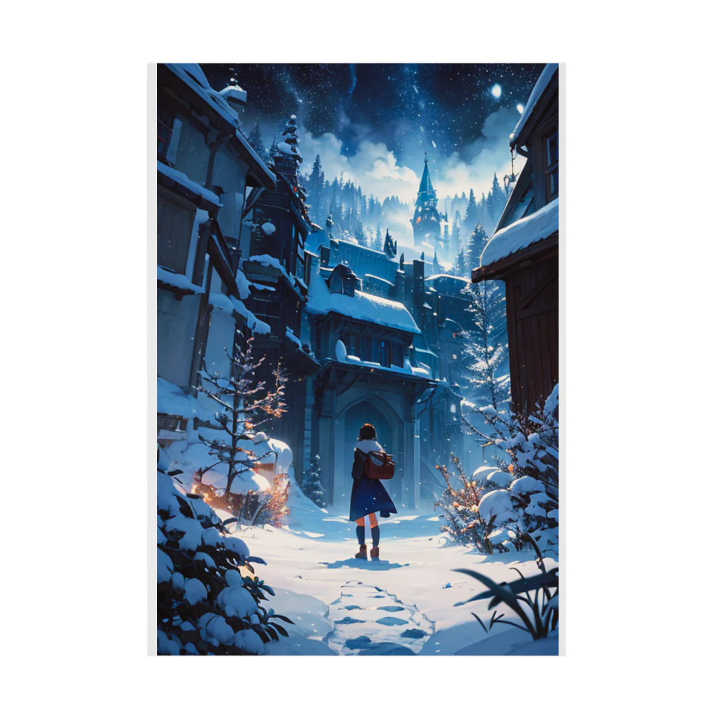 卯月なのかのMagical Winter Journey　〜雪に染められた銀世界の旅〜　No.2「永眠町　門前にて」 Stickable Poster