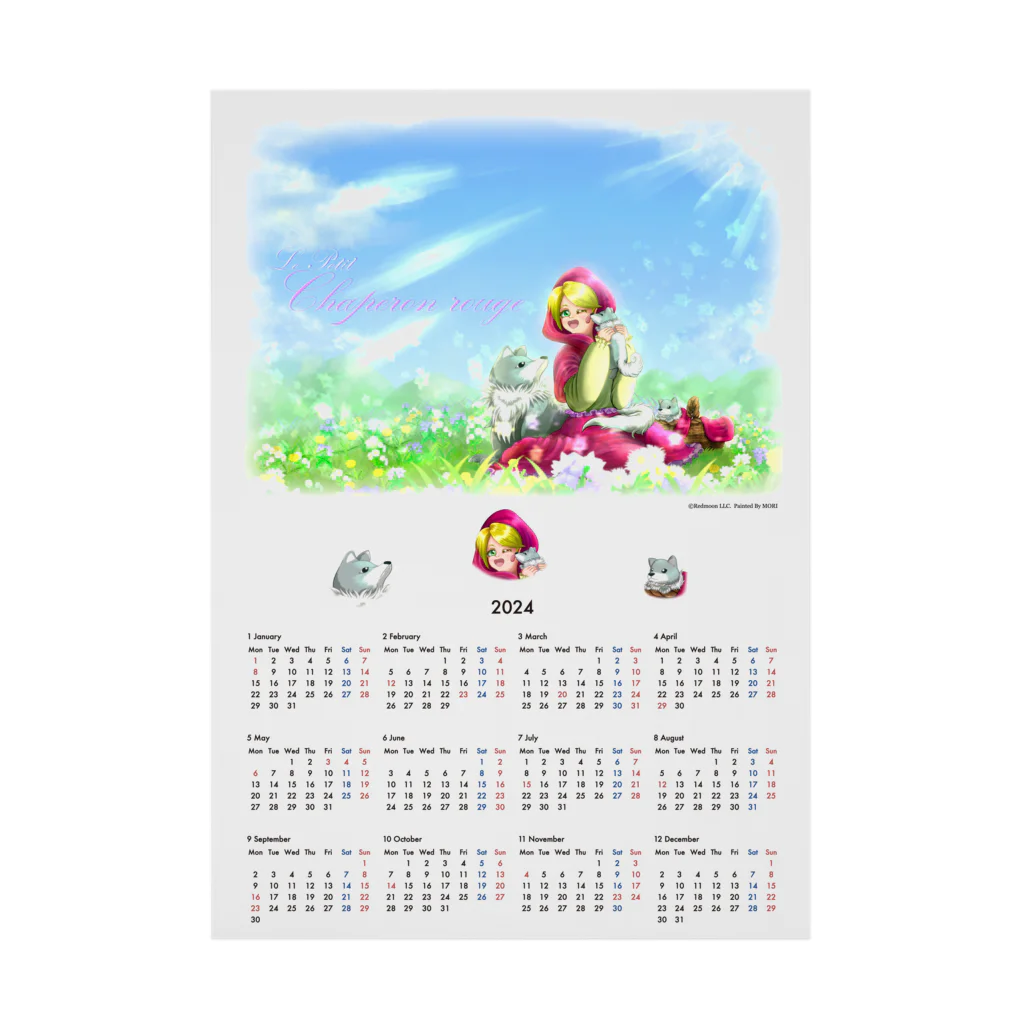 REDMOON_SAPPOROの赤ずきんちゃんカレンダー 2024 흡착 타포린