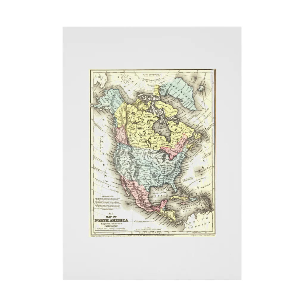 Fred HorstmanのOld Map Of North America.  北 アメリカ の 古 地図。 吸着ポスター