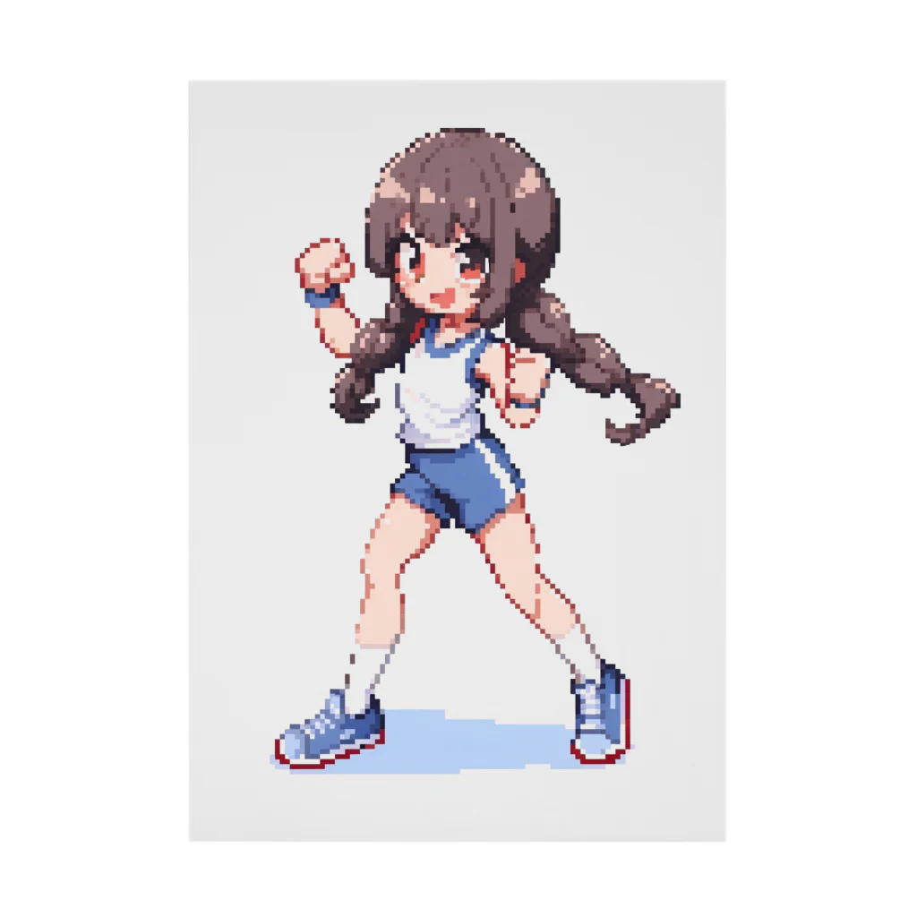 シロクマペンギンのドット絵体操服の女の子 Stickable Poster