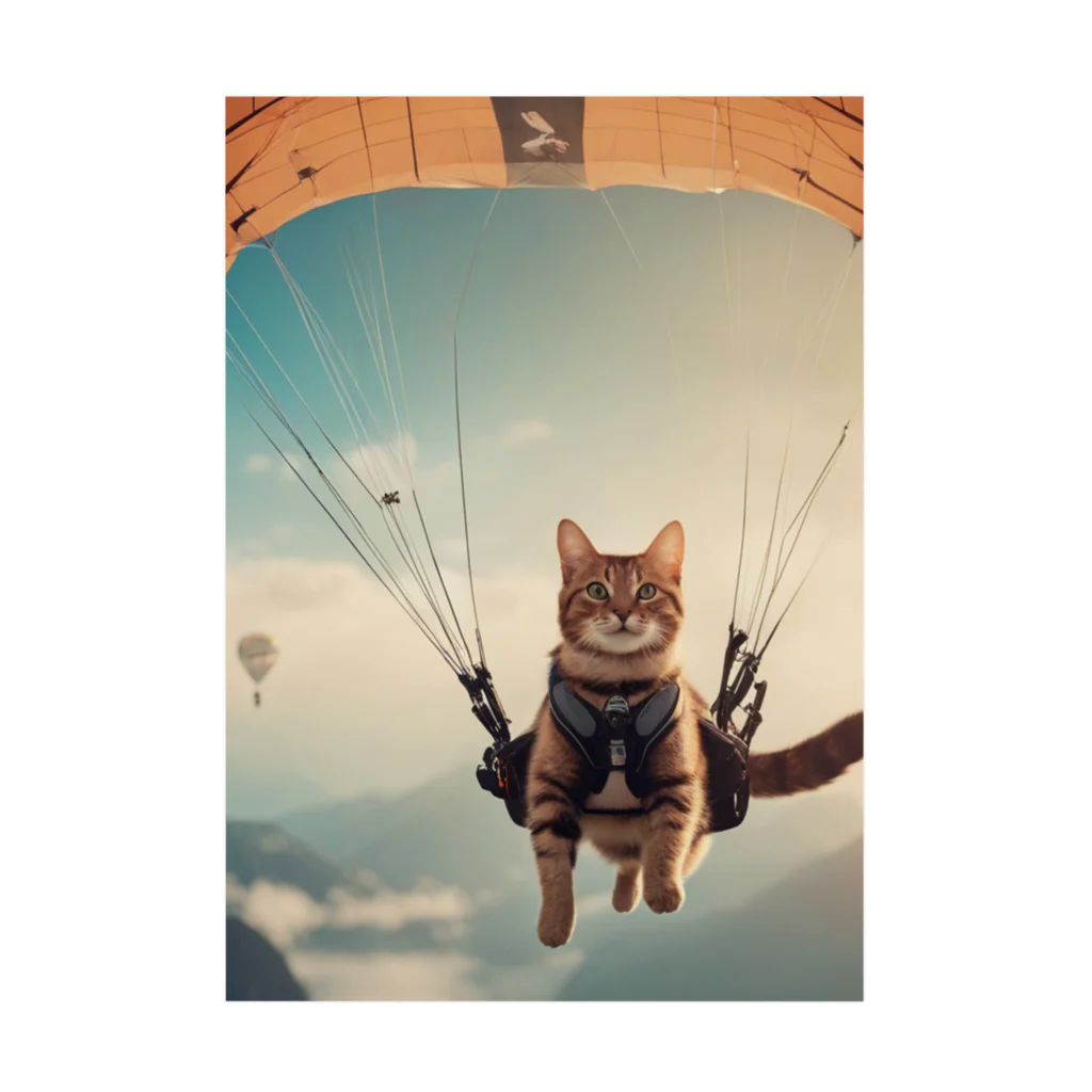 cat(゜))<<のパラシュートする猫 Stickable Poster