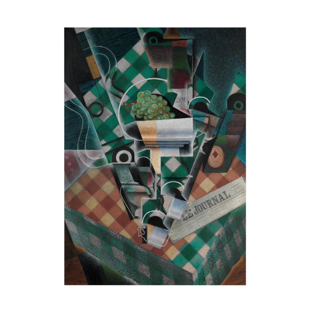 世界美術商店の縞模様のテーブルクロスのある静物画 / Still Life with Checked Tablecloth Stickable Poster