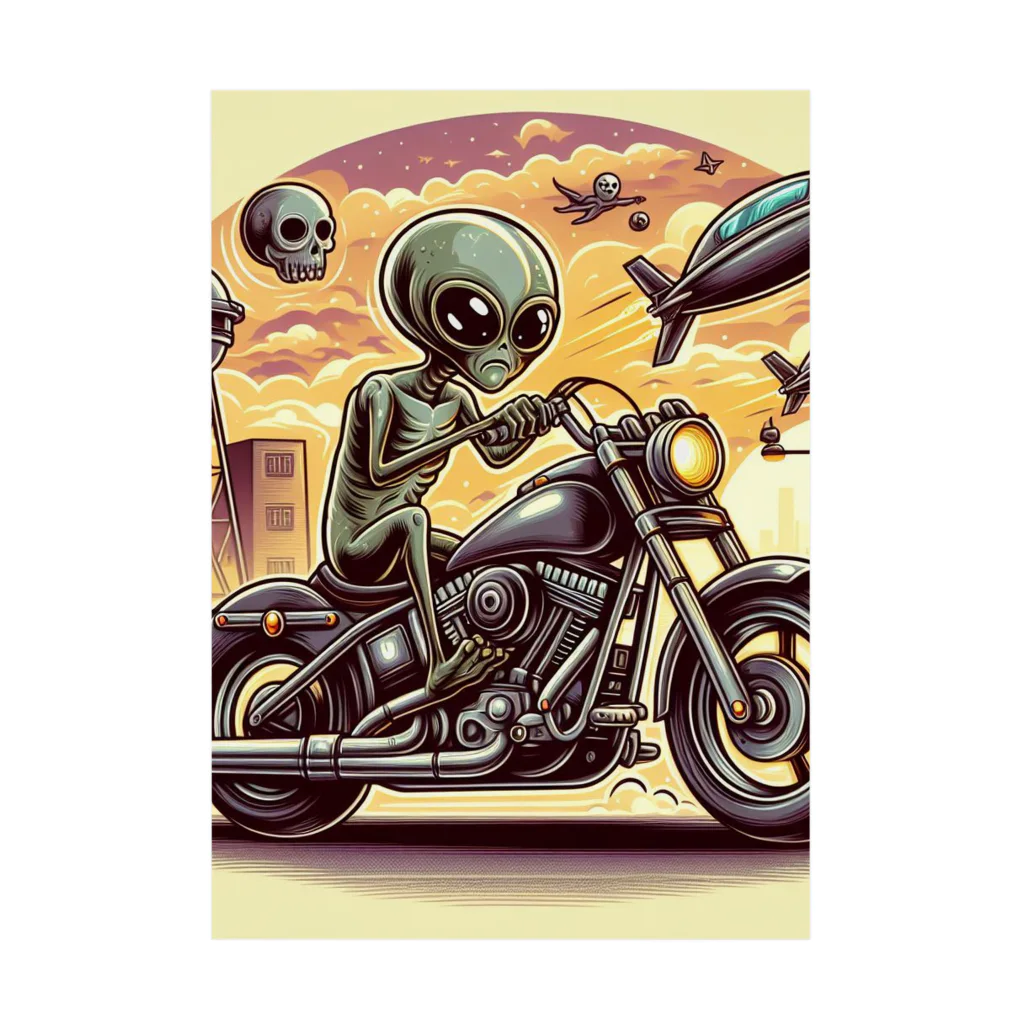 おふざけのバイク宇宙人 Stickable Poster