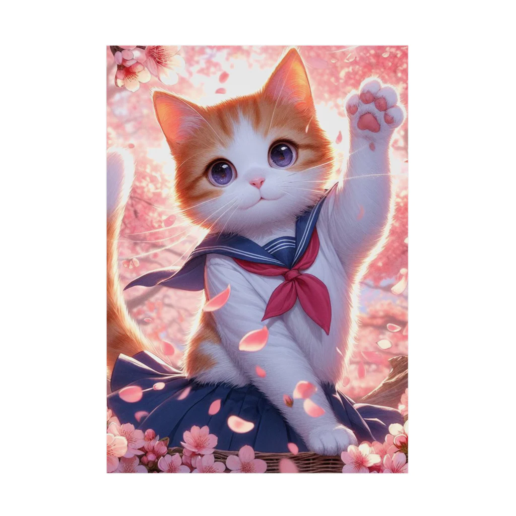 ParadigmStar　パラダイムスターの桜咲く華の学生猫 hana 吸着ポスター