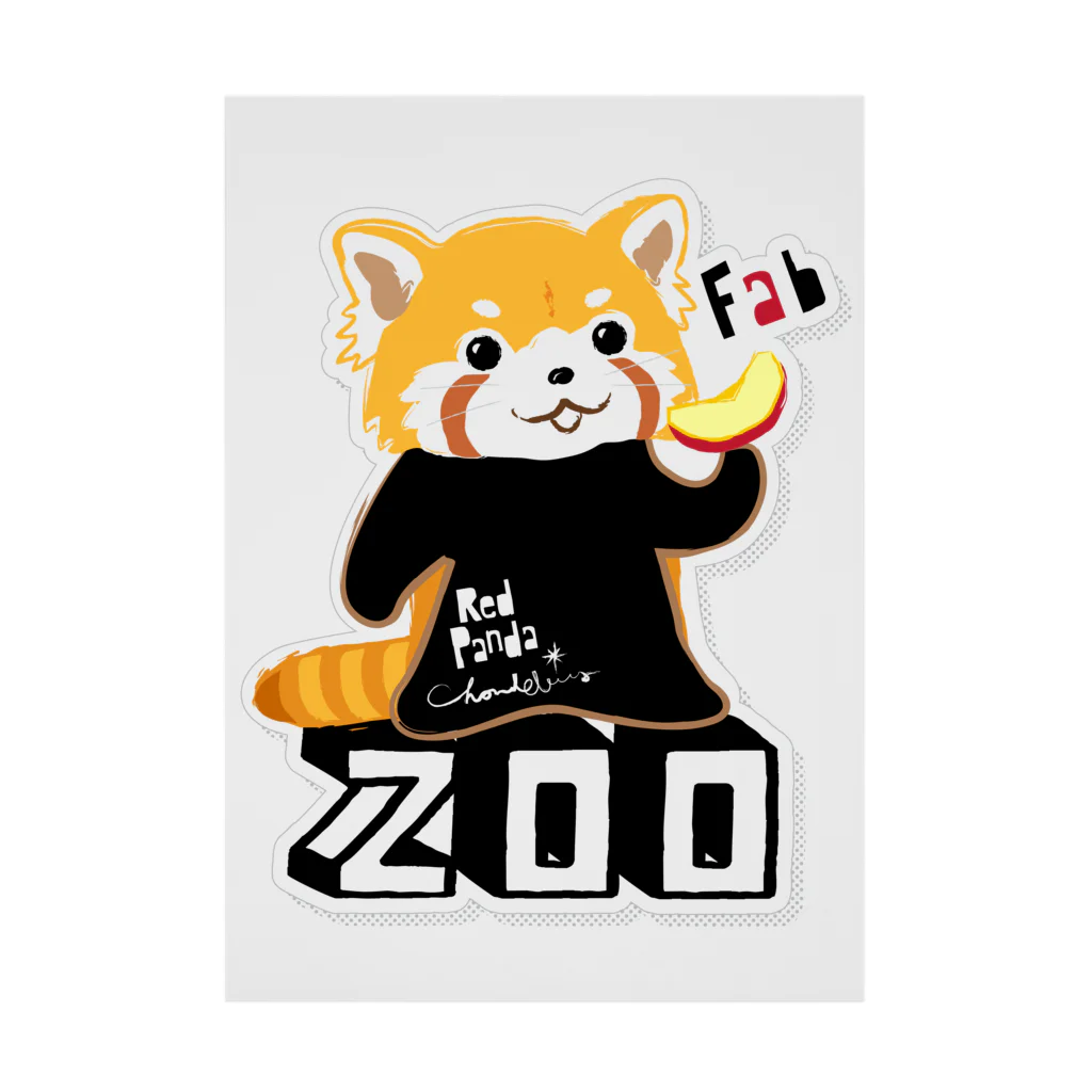 loveclonesのレッサーパンダ 0625 ZOOロゴ りんご大好き柄 Stickable Poster