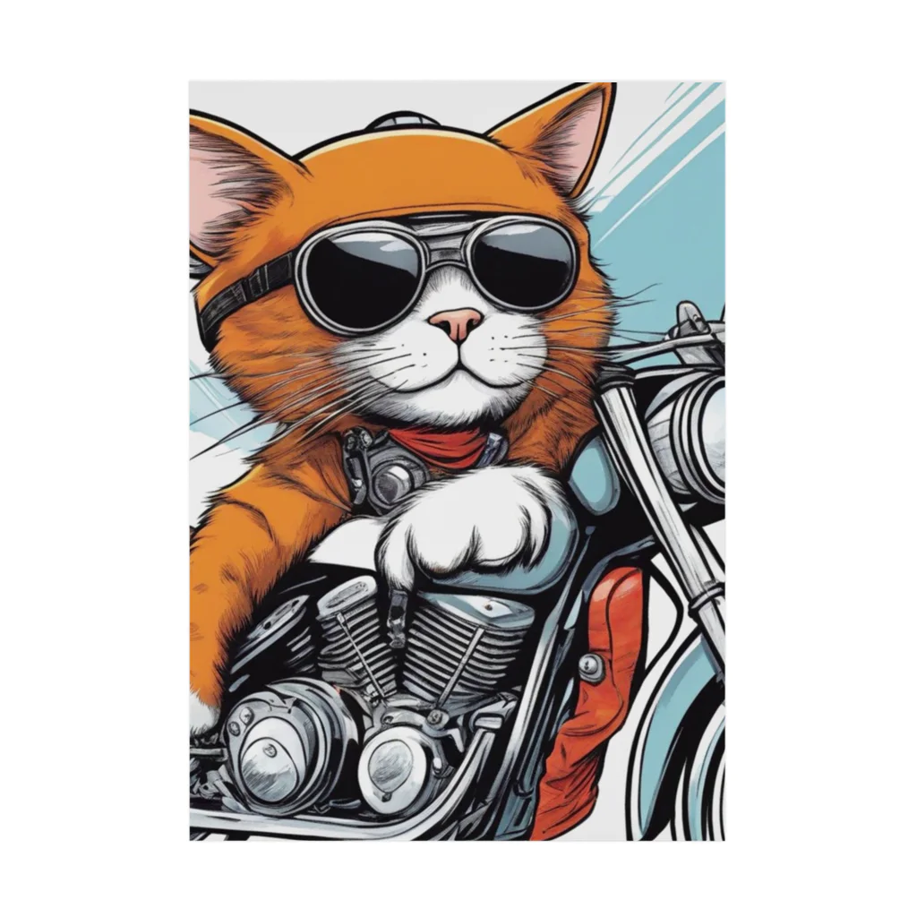 ryusky_333のサングラスをかけて、バイクを楽しんでいる猫 Stickable Poster