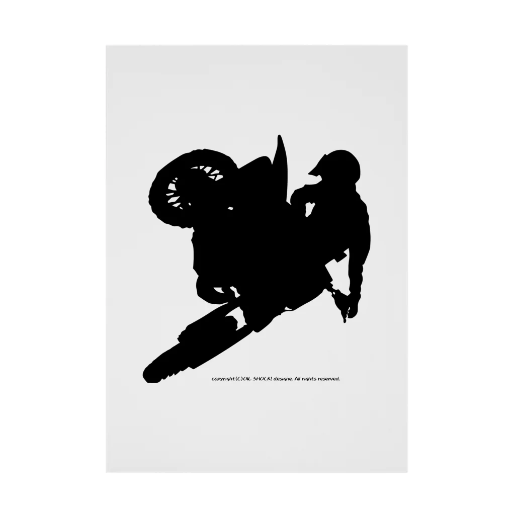 ファンシーTシャツ屋のオフロードバイクでエアーを決めるシルエット Stickable Poster