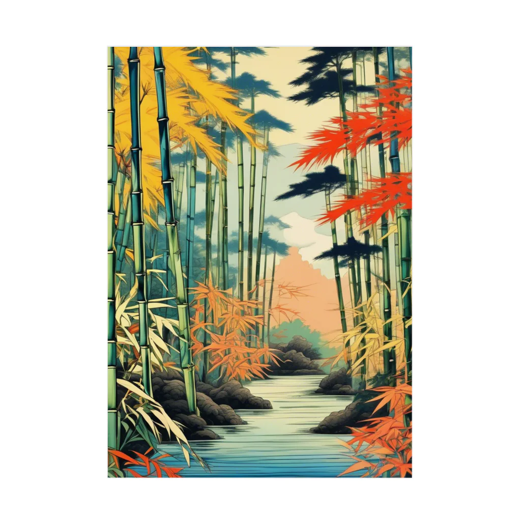 日本の風景 COOL JAPANの日本の風景、美しい竹林 吸着ポスター