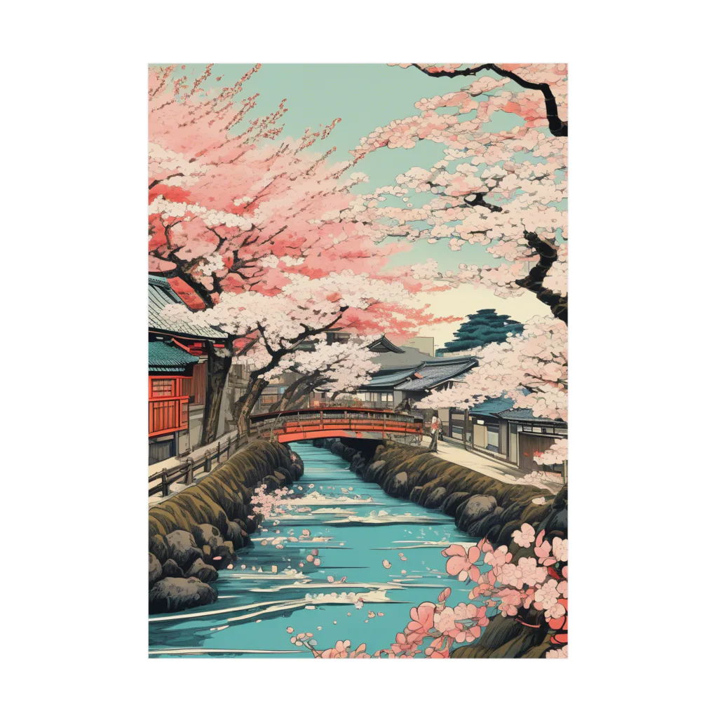 日本の風景 COOL JAPANの日本の風景:日本の春、満開の桜、Japanese senery: Spring in Japan, cherry blossoms in full bloom Stickable Poster