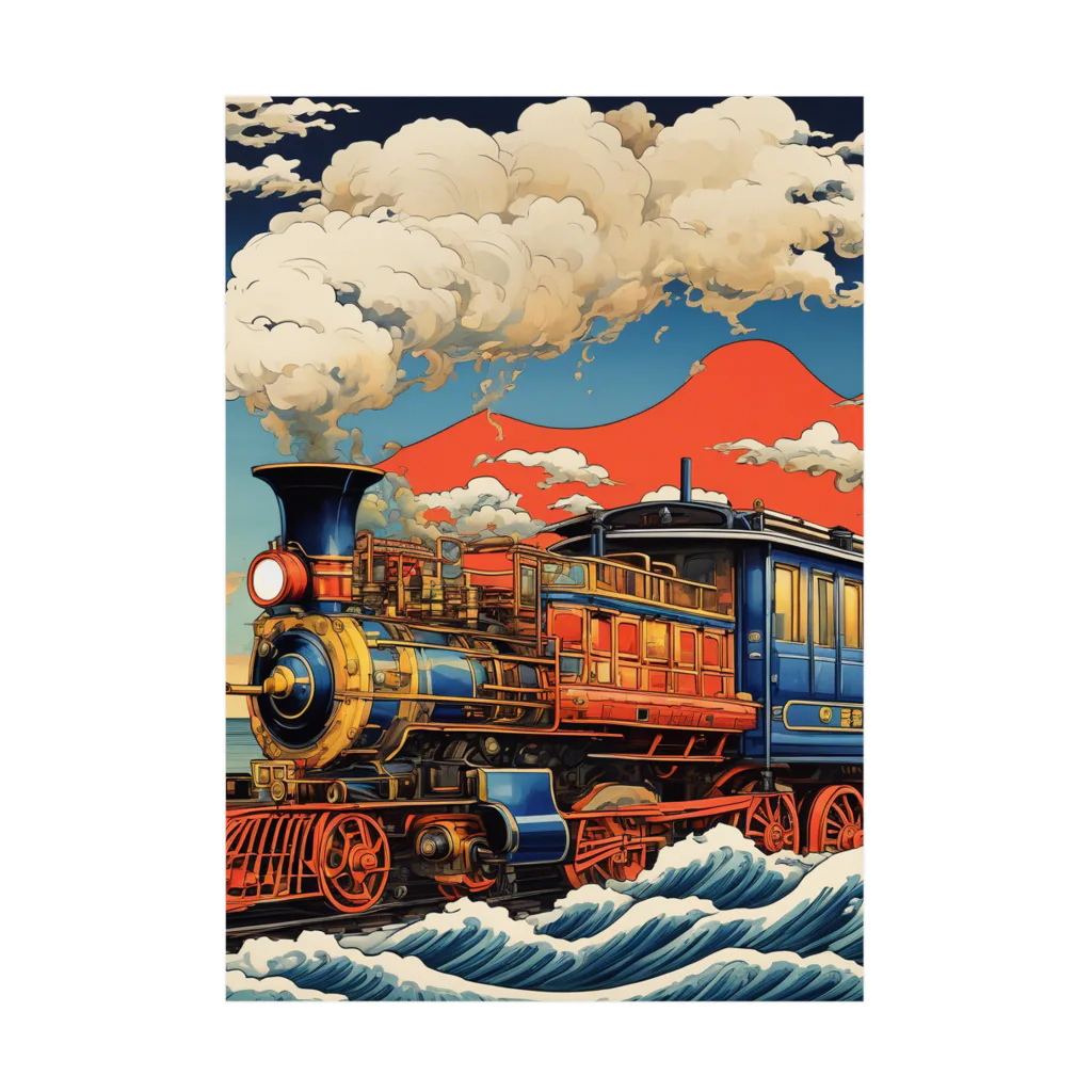 日本の風景 COOL JAPANの日本の風景:SL 蒸気機関車、Japanese senery:SL Steam locomotive Stickable Poster