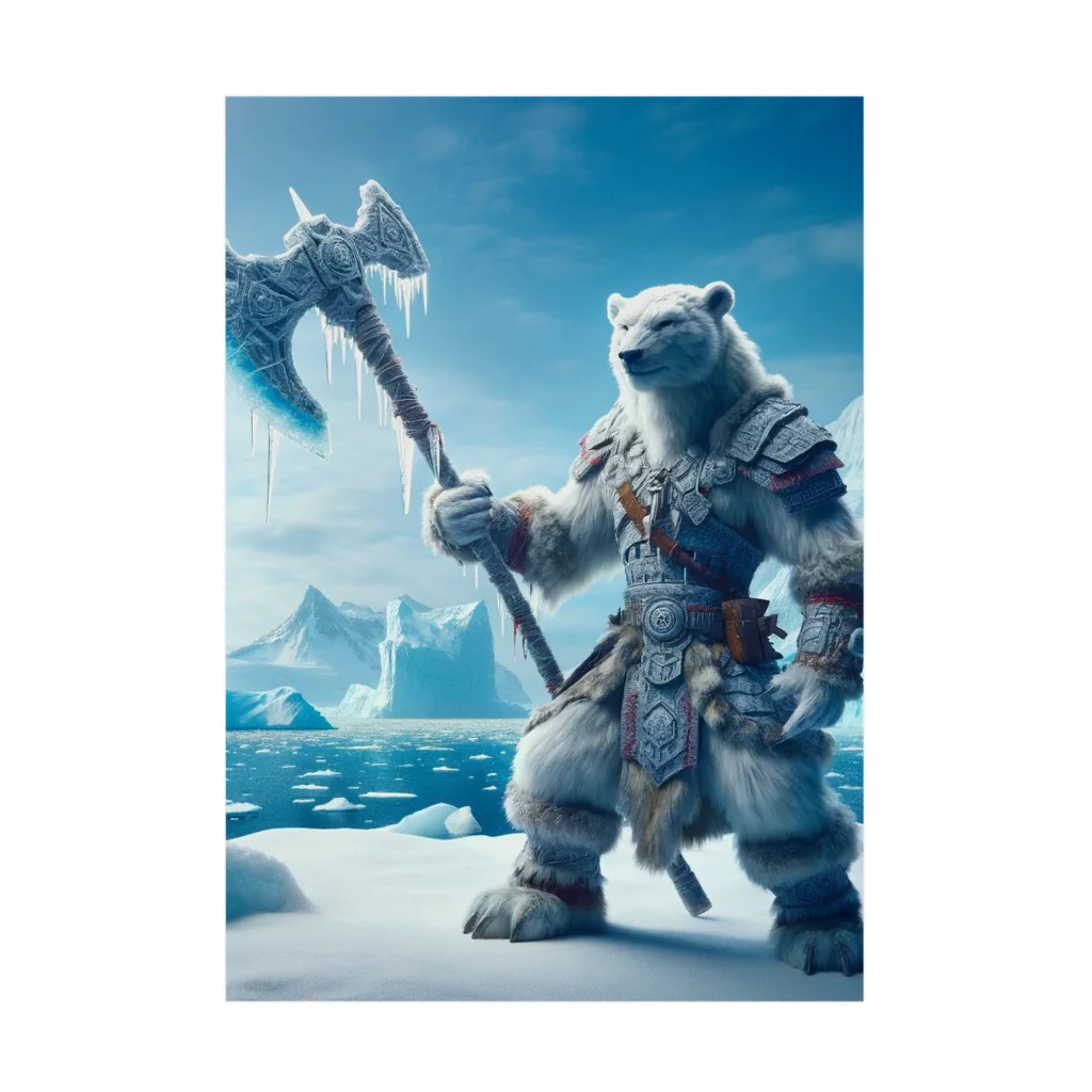 lonely_wolfの氷原のホワイトベア・ディフェンダー 吸着ポスター