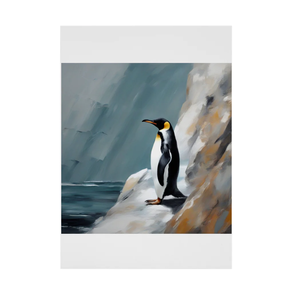 akipen76の岩の上を器用に登っているペンギン Stickable Poster