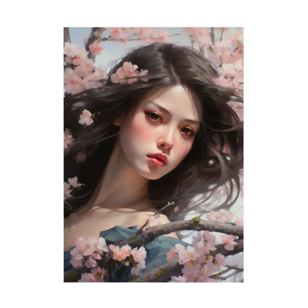 AQUAMETAVERSEの桜の花の中かで、、女性　なでしこ1478 Stickable Poster