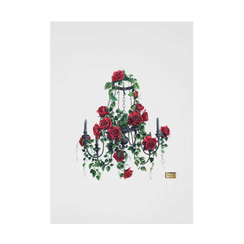 TANBI Every Home DecorのFlower chandelier 赤いバラ Stickable Poster