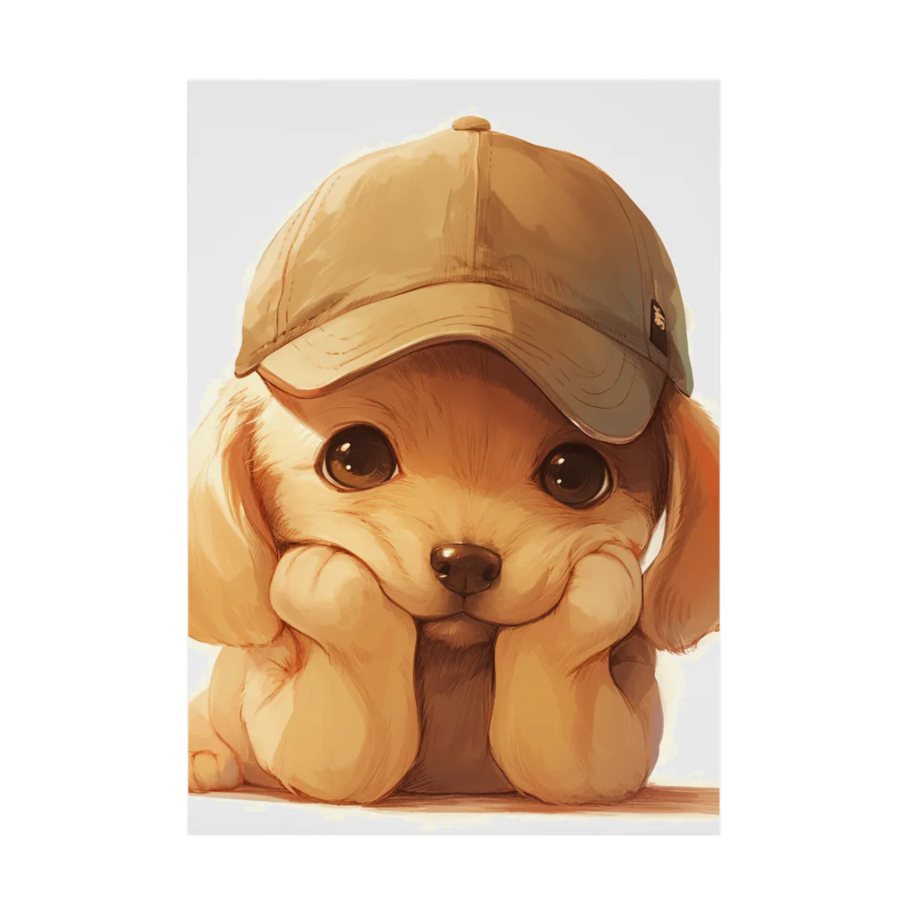 AQUAMETAVERSEのキャプをかぶった可愛い子犬 Marsa 106 Stickable Poster