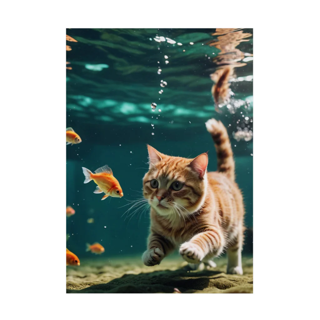 sion1010の泳ぐ猫グッズ Stickable Poster