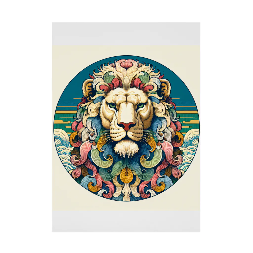 chaochao0701の浮世絵風　ライオン（顔）"Ukiyo-e style lion (face)."  "浮世繪風格的獅子（臉）。" Stickable Poster