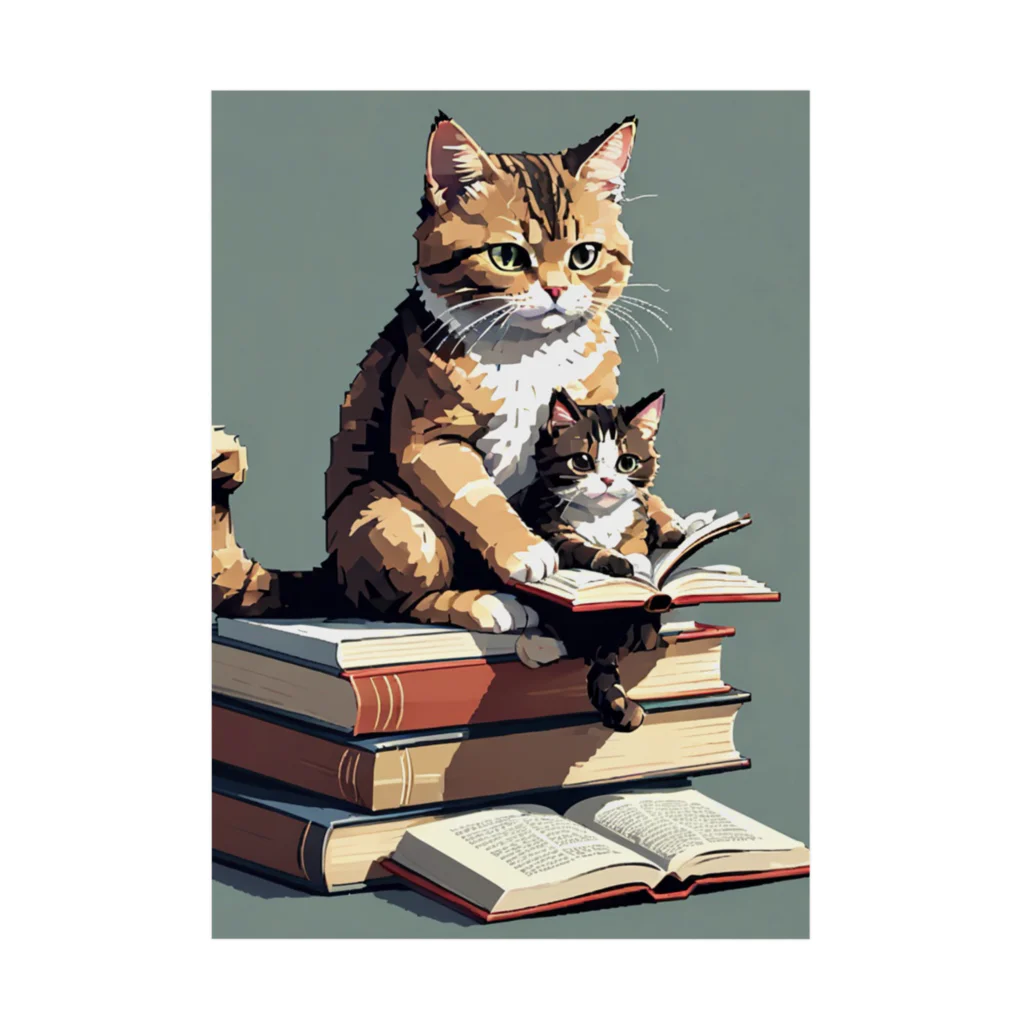 三毛猫shopの本を読む猫 Stickable Poster